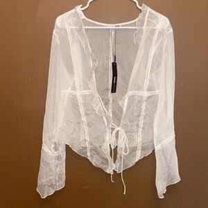 Fashion Nova Sheer White Blouse